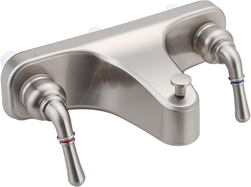 gcbcrit Mobile Home RV Tub Shower Center-Set Faucet, 8 inch, 2-Handle Wall Mount Shower Valve, RV and Motor Home Bath Tub & Shower Faucet with Clear Acrylic Knobs (Brushed Nickel) - Image 1